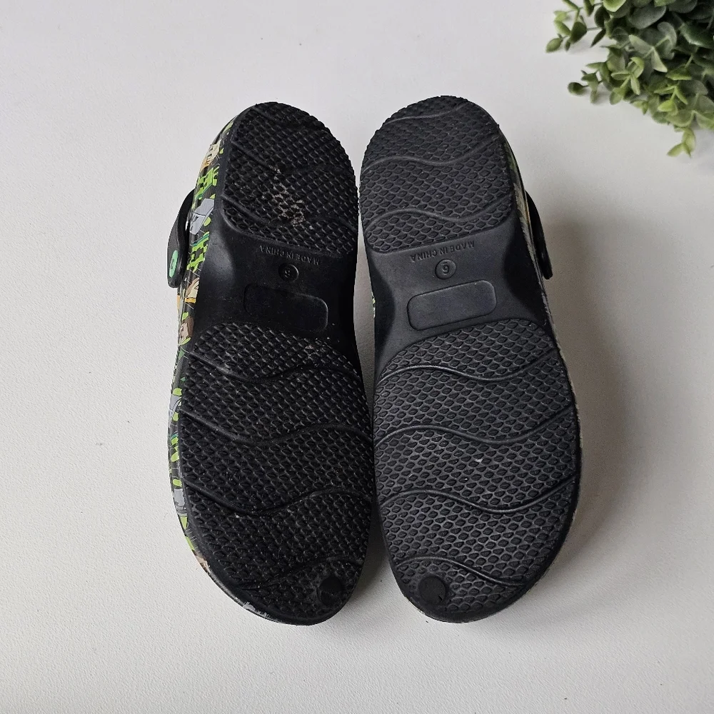 Minecraft Character Print Clogs Men’s Size 6 Black Green Gamer Shoes